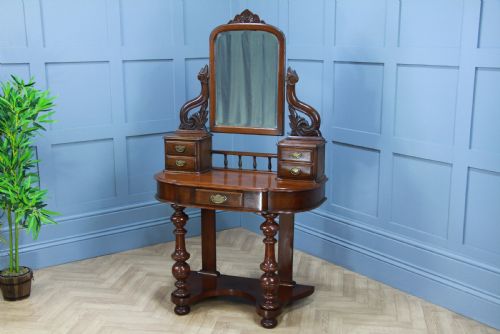 Antique Late Victorian Mahogany Ladies Carved Duchess Dressing Table with Mirror