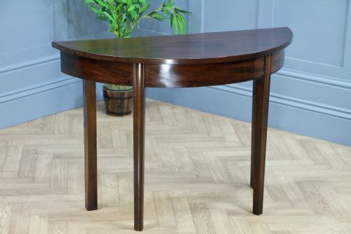 Antique Original Georgian Mahogany Demi Lune Side Hall Lamp Console Table C1830
