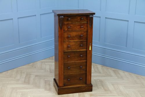 Original Antique Victorian Walnut Wellington Chest of 7 Drawers C1870
