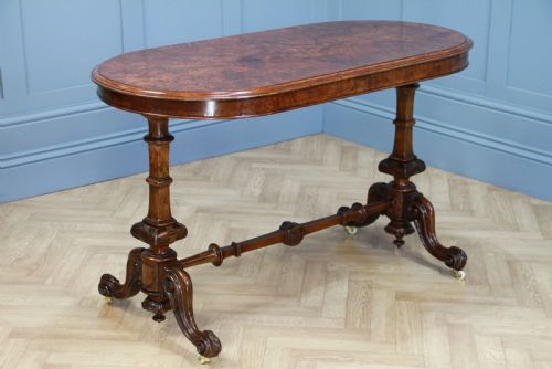 Antique Early Victorian Burr Walnut Carved Occasional Hall Sofa Lamp Side Table
