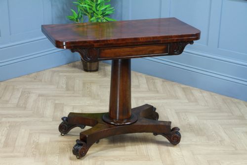 Antique William IV Mahogany Fold Over Tea Table Hall Sofa Table
