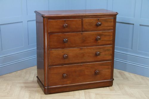 Original Antique Late Victorian Mahogany Chest of 5 Drawers C1880
