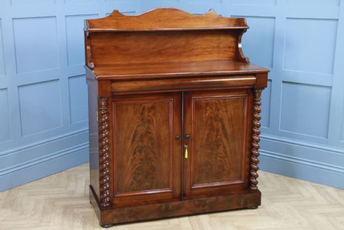 Antique Early Victorian Flame Grain Mahogany Barley Twist Chiffonier Sideboard C1840