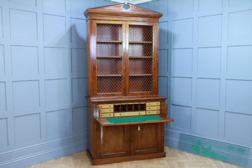 fig 1. Original Antique Victorian Mahogany Grand Secretaire Bookcase Cupboard C1880