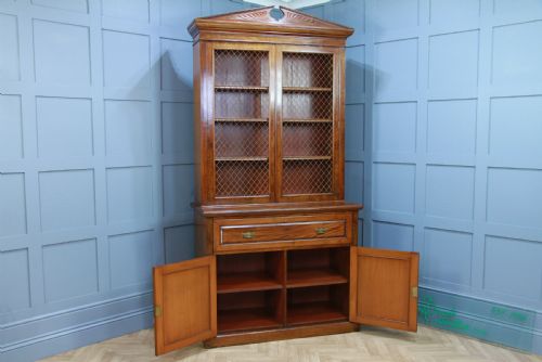 fig 2. Original Antique Victorian Mahogany Grand Secretaire Bookcase Cupboard C1880