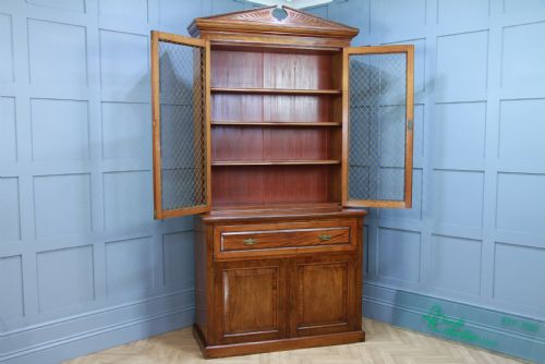 fig 3. Original Antique Victorian Mahogany Grand Secretaire Bookcase Cupboard C1880
