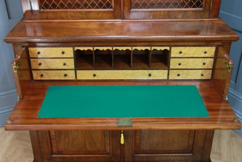 fig 4. Original Antique Victorian Mahogany Grand Secretaire Bookcase Cupboard C1880