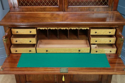 fig 5. Original Antique Victorian Mahogany Grand Secretaire Bookcase Cupboard C1880