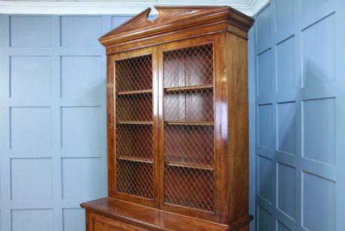 fig 6. Original Antique Victorian Mahogany Grand Secretaire Bookcase Cupboard C1880