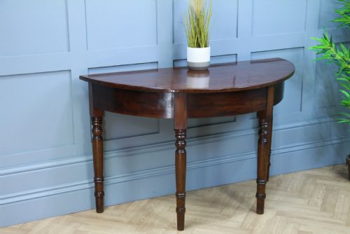 fig 1. Antique Original Early Victorian Mahogany Demi Lune Side Hall Lamp Console Table