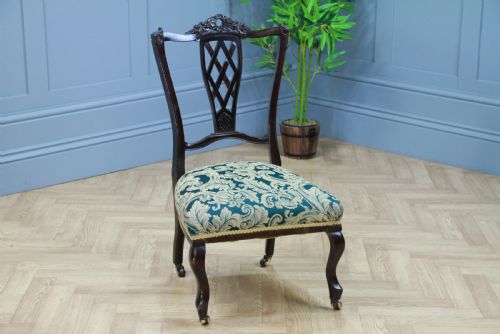 fig 2. Antique Edwardian Dark Mahogany Carved Upholstered Nursing Chair C1890
