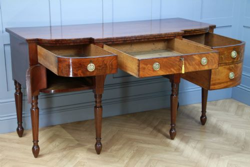 fig 2. Antique Regency Grand Flame Grain Mahogany Breakfront Server Sideboard Georgian