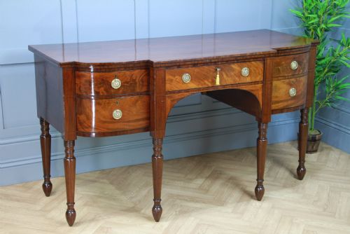 Antique Regency Grand Flame Grain Mahogany Breakfront Server Sideboard Georgian