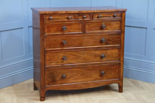 Original Antique Early Victorian Tall Mahogany Chest of 7 Drawers Restored C1860