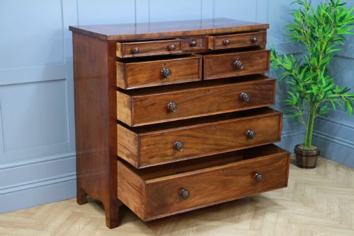 fig 2. Original Antique Early Victorian Tall Mahogany Chest of 7 Drawers Restored C1860