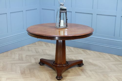 fig 1. Antique Victorian Solid Mahogany Tilt Top Triform Breakfast Dining Table C1850