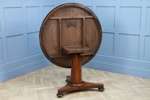 fig 2. Antique Victorian Solid Mahogany Tilt Top Triform Breakfast Dining Table C1850