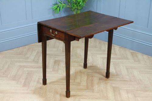 fig 1. Original Antique Georgian Solid Mahogany Small Drop Leaf Pembroke Table C1830