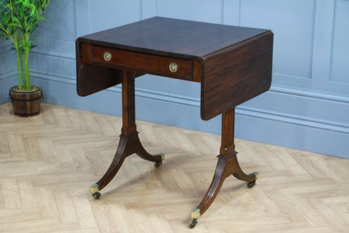 fig 2. Antique Original Georgian Regency Small Mahogany Pembroke Drop Leaf Sofa Table