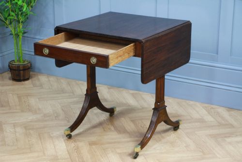 fig 3. Antique Original Georgian Regency Small Mahogany Pembroke Drop Leaf Sofa Table