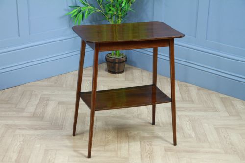 Edwardian Solid Mahogany Inlaid Small 2 Tier Lamp Plant Occasional Table C1900
