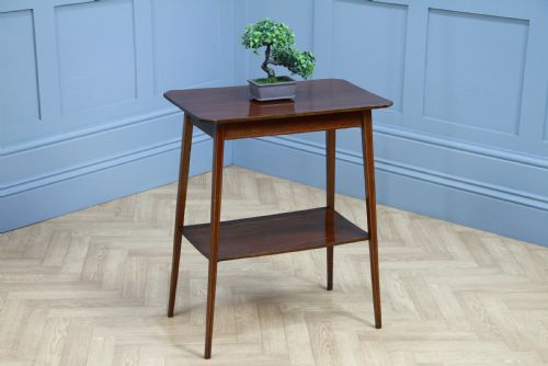 fig 1. Edwardian Solid Mahogany Inlaid Small 2 Tier Lamp Plant Occasional Table C1900