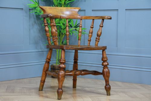 fig 1. Original Antique Victorian Smokers Bow Elbow Chair Captains Armchair Restored