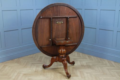fig 3. Antique Victorian Solid Mahogany Tilt Top Round Carved Breakfast Dining Table
