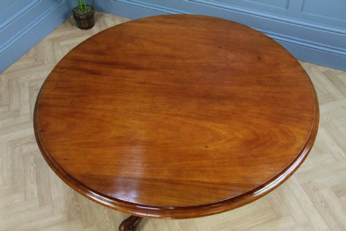 fig 4. Antique Victorian Solid Mahogany Tilt Top Round Carved Breakfast Dining Table