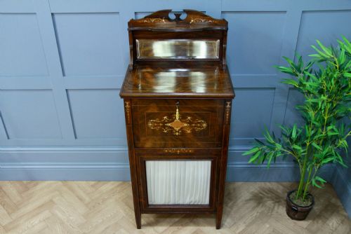 ORIGINAL ANTIQUE EDWARDIAN ROSEWOOD SMALL INLAID LADIES BUREAU CABINET C1890 - ADDITIONAL PHOTO 2