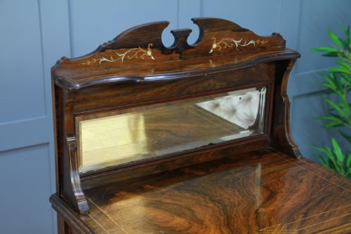 ORIGINAL ANTIQUE EDWARDIAN ROSEWOOD SMALL INLAID LADIES BUREAU CABINET C1890 - ADDITIONAL PHOTO 14
