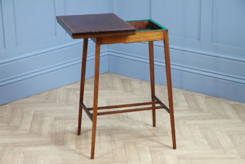 fig 1. Antique Edwardian Mahogany Fold Over Card Games Small Occasional Hall Lamp Table