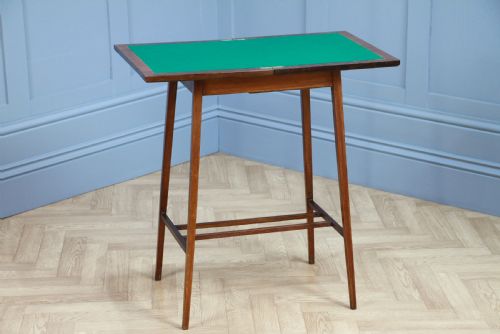 fig 2. Antique Edwardian Mahogany Fold Over Card Games Small Occasional Hall Lamp Table