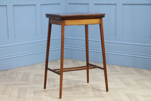 fig 4. Antique Edwardian Mahogany Fold Over Card Games Small Occasional Hall Lamp Table