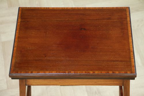 fig 5. Antique Edwardian Mahogany Fold Over Card Games Small Occasional Hall Lamp Table