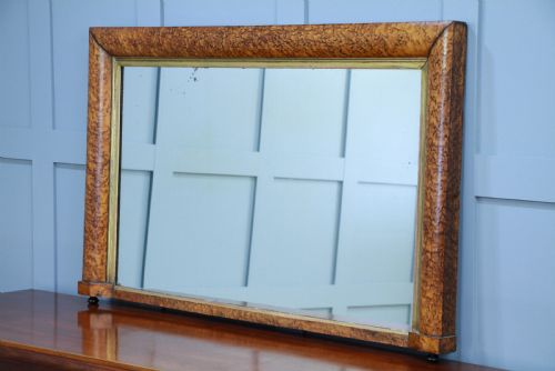 fig 1. Antique Victorian Birdseye Maple & Gilt Over Mantle Fireplace Hall Mirror C1870
