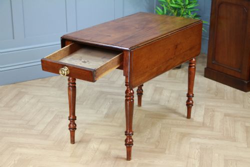 fig 1. Original Antique Victorian Solid Mahogany Drop Leaf Pembroke Dining Table C1860