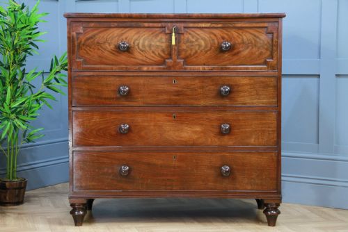 fig 2. Antique George III Flame Mahogany Secretaire Chest of 4 Drawers C1790 -1800