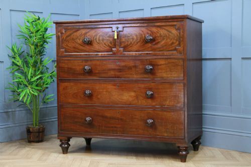 fig 3. Antique George III Flame Mahogany Secretaire Chest of 4 Drawers C1790 -1800