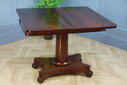 fig 2. Antique Regency Mahogany Fold Over Tea Table Restored Georgian C1830