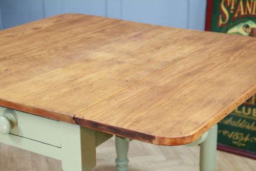 fig 4. Antique Victorian Pine Scrub Top Painted Drop Leaf Pembroke Kitchen Table C1880