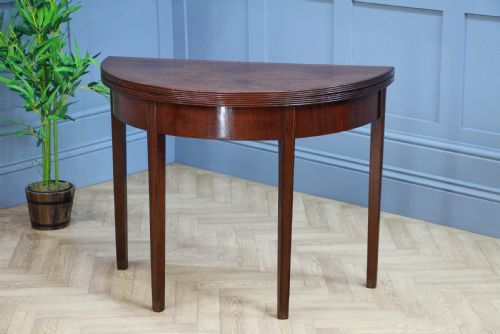 fig 1. Antique Original Georgian Regency Mahogany Inlaid Demi Lune Fold Over Top Side Table
