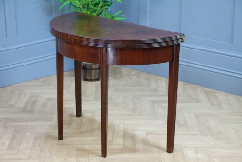 fig 2. Antique Original Georgian Regency Mahogany Inlaid Demi Lune Fold Over Top Side Table