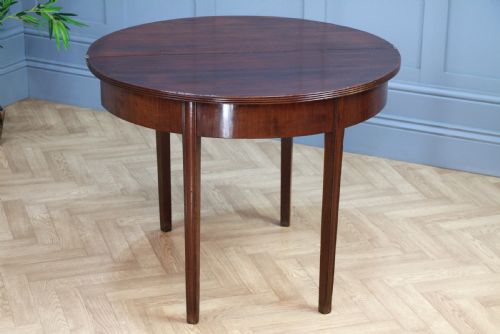 fig 3. Antique Original Georgian Regency Mahogany Inlaid Demi Lune Fold Over Top Side Table