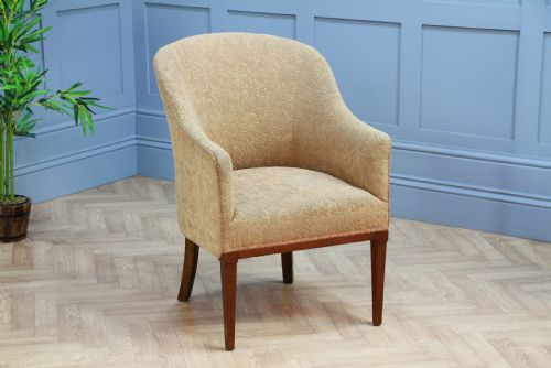 Antique Edwardian Mahogany Upholstered Tub Chair Armchair by Maple & Co C1900
