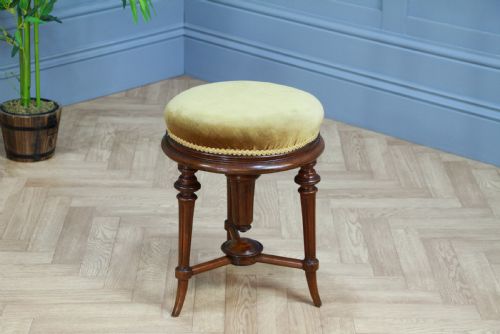 ANTIQUE ORIGINAL VICTORIAN ROUND WALNUT REVOLVING PIANO STOOL - ADDITIONAL PHOTO 7