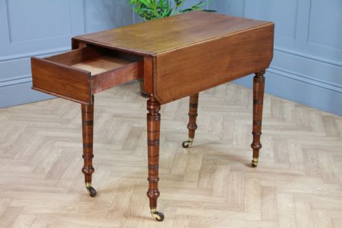 fig 1. Original Antique Edwardian Solid Walnut Drop Leaf Pembroke Dining Table C1890