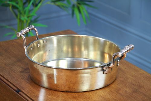 fig 1. Antique Victorian Polished Copper & Brass Jam Pan With Handles C1850