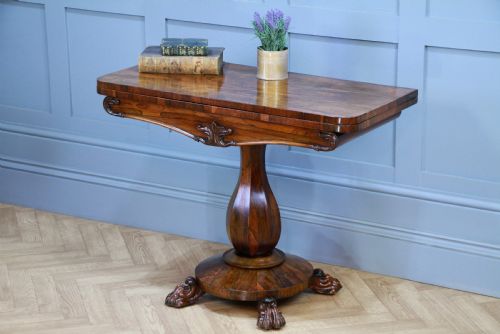 fig 1. Antique Regency Georgian Rosewood Fold Over Card Games Table Hall Sofa Side 1830