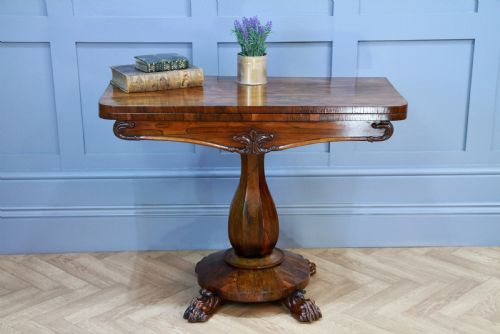 fig 2. Antique Regency Georgian Rosewood Fold Over Card Games Table Hall Sofa Side 1830